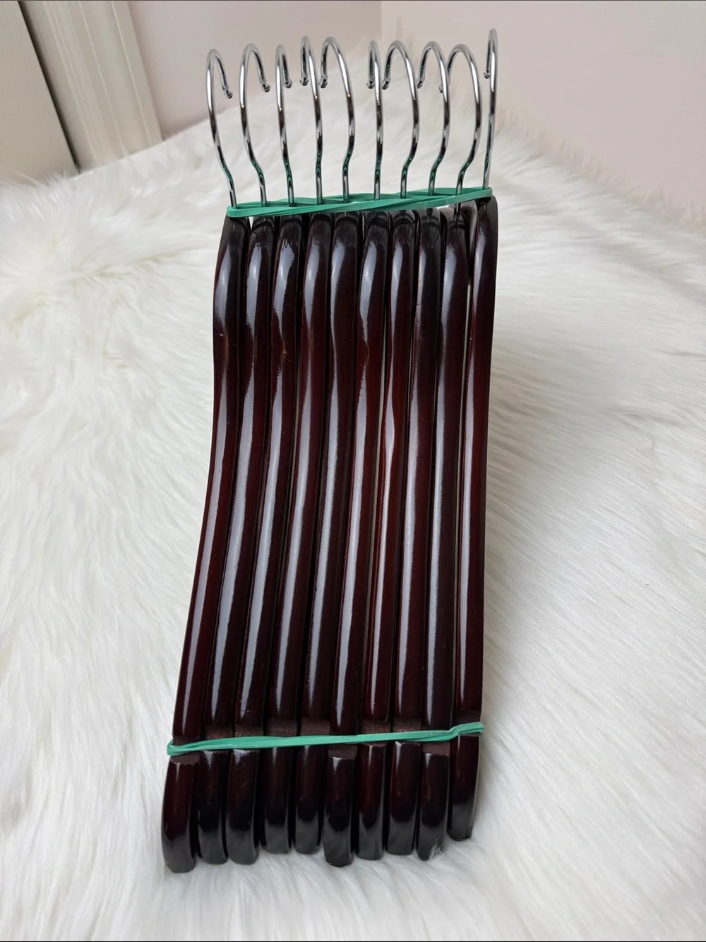 Wooden Shirt Hangers - Set of 10 in Dark Cherry Finish